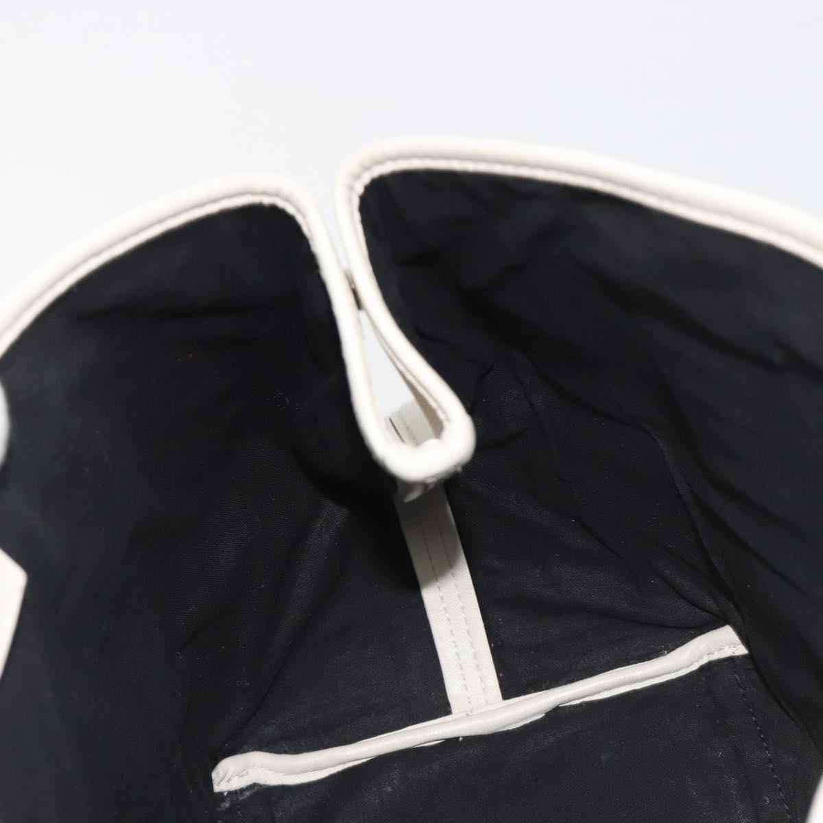 BALENCIAGA Navy Cabas S Hand Bag Leather Ivory Silver 339933 Auth 198623
