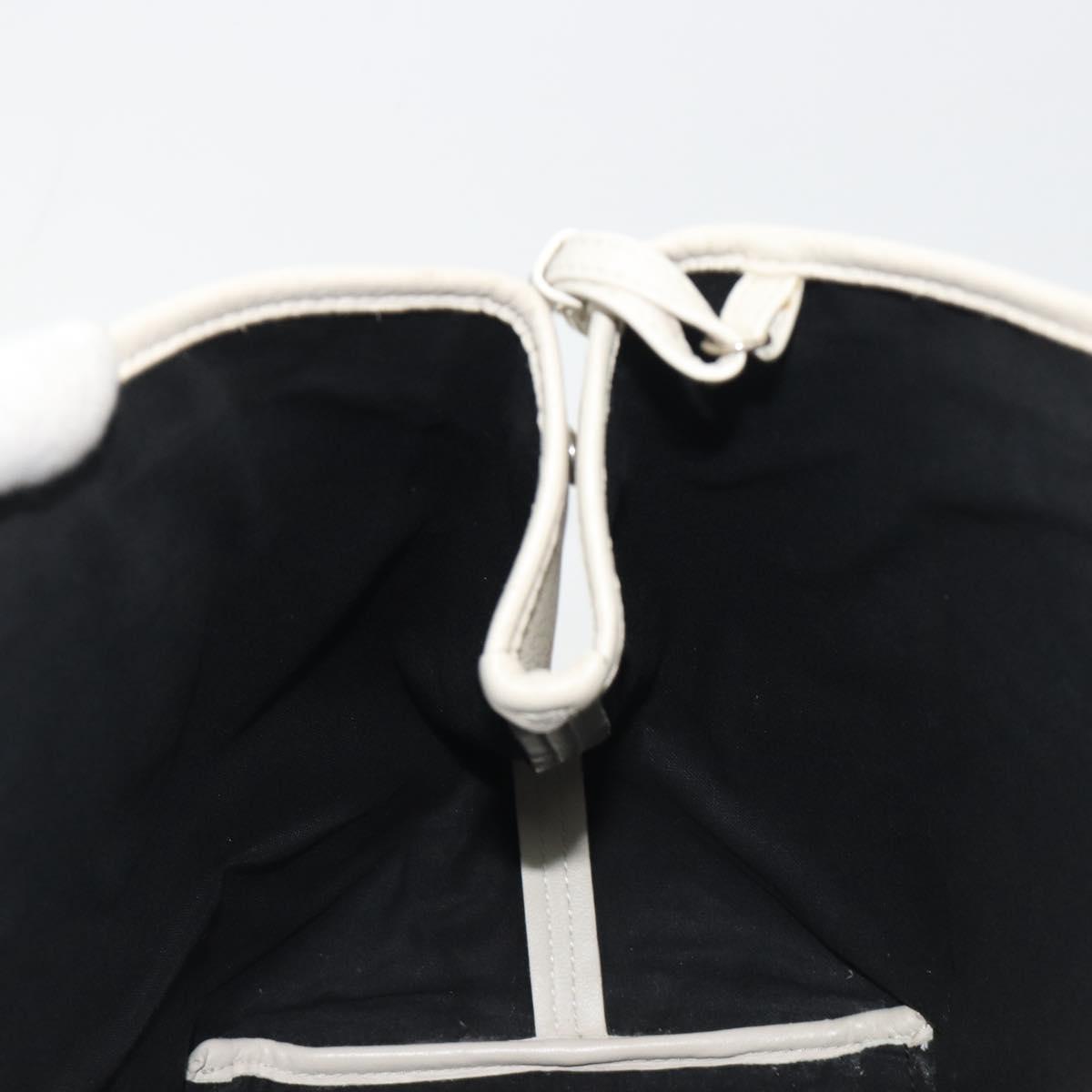 BALENCIAGA Navy Cabas S Hand Bag Leather Ivory Silver 339933 Auth 198623