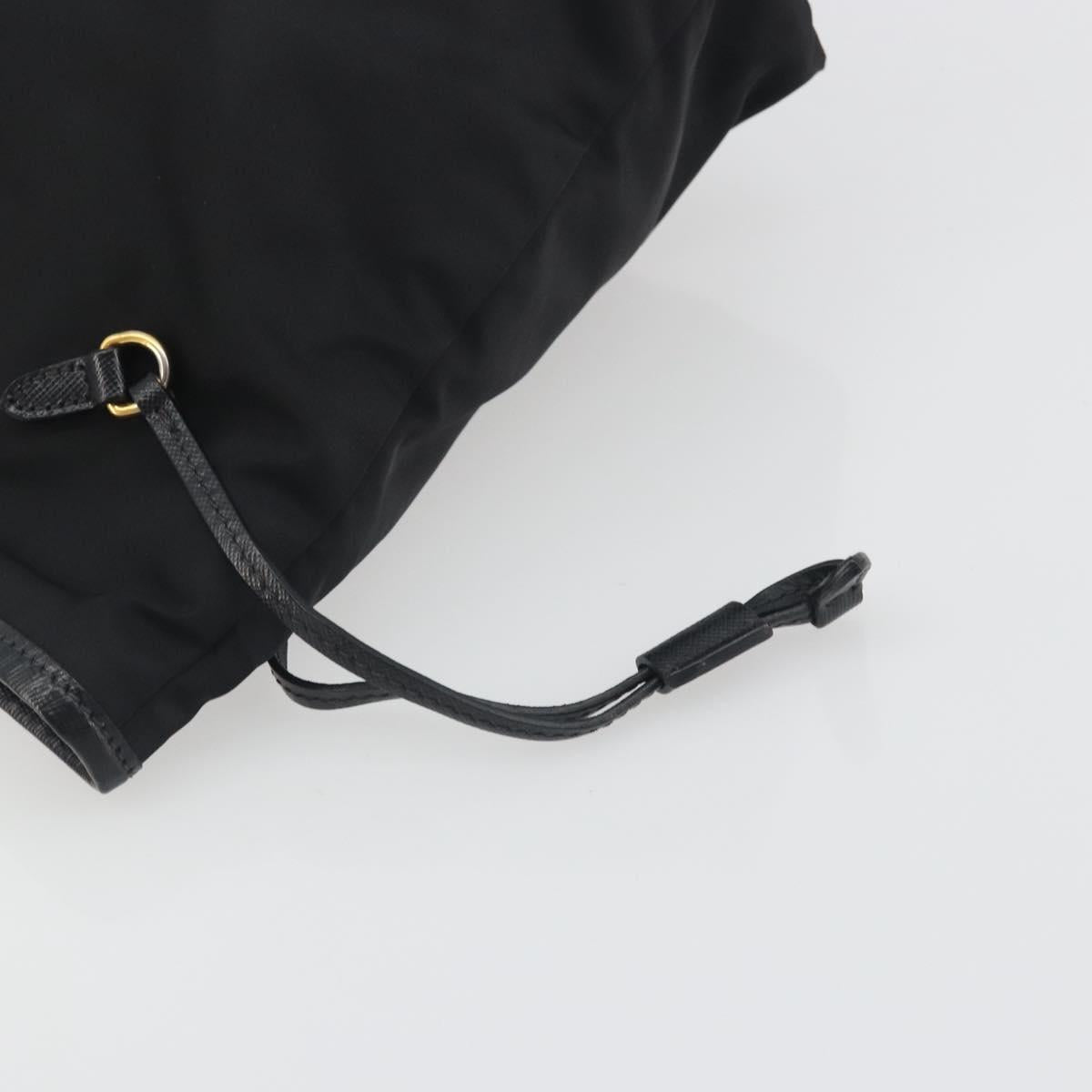 PRADA Tote Bag Nylon Black Gold Tone Auth 198624