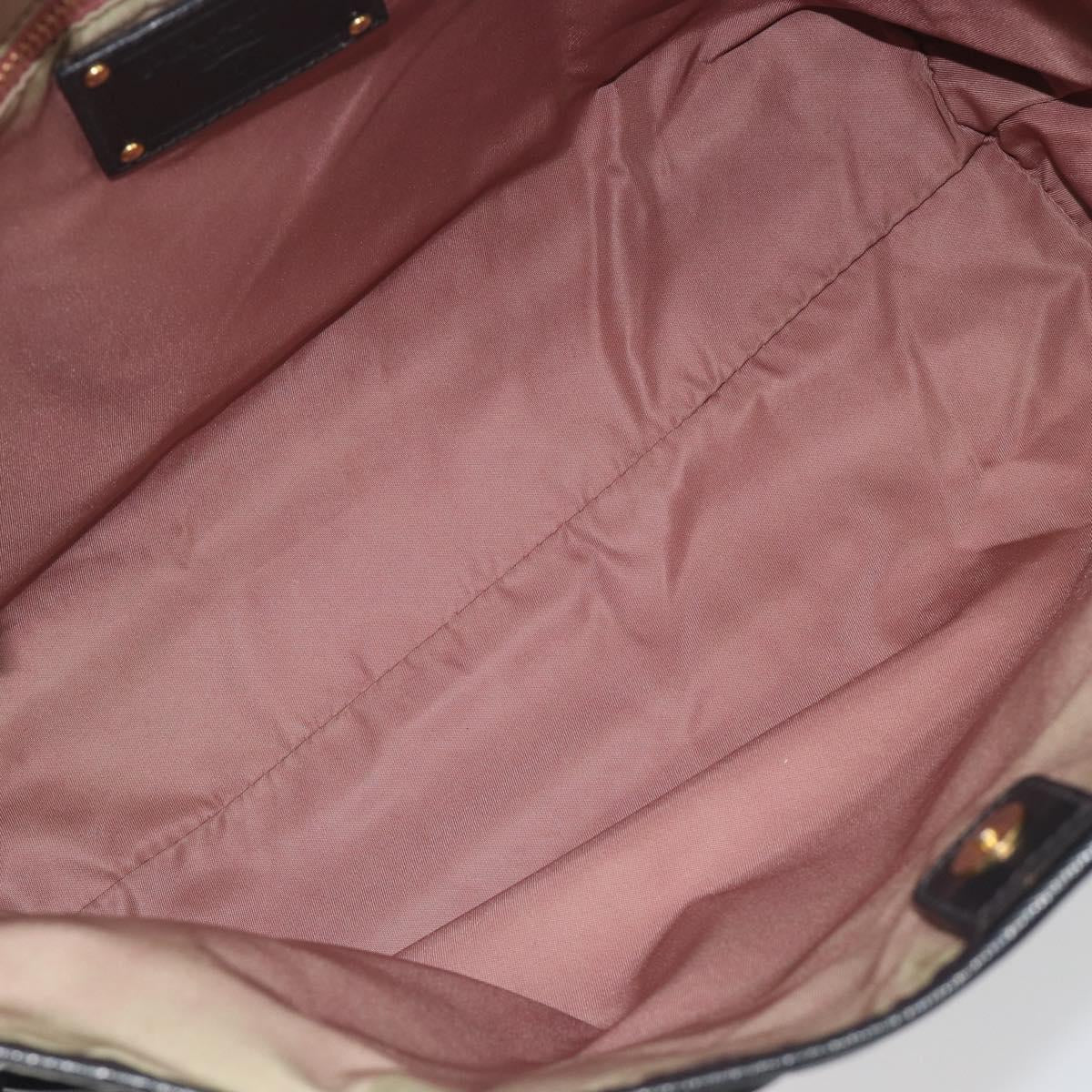 PRADA Tote Bag Nylon Black Gold Tone Auth 198624