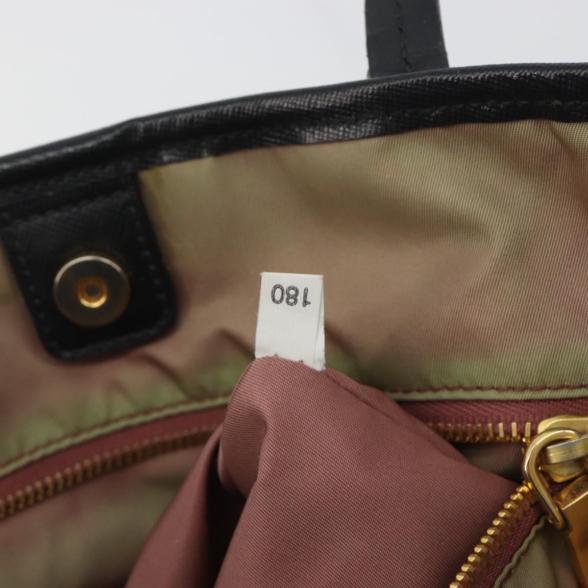PRADA Tote Bag Nylon Black Gold Tone Auth 198624