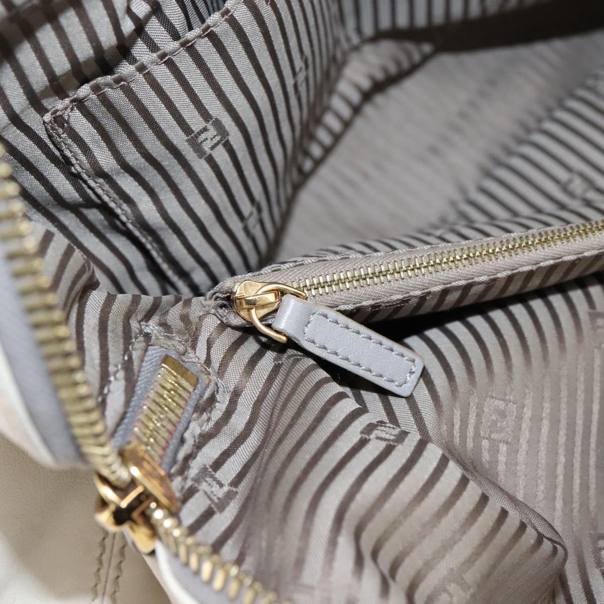 FENDI Chameleon Hand Bag Leather 2way Gray Gold Tone 8BL110 Auth 198625A
