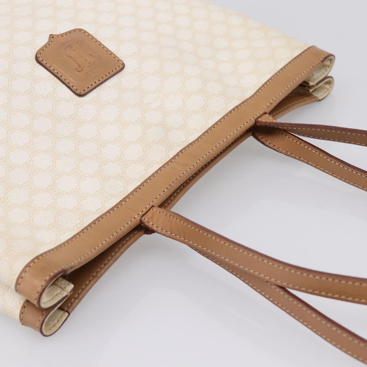 CELINE Macadam Tote Bag PVC Leather White Beige Auth 198626
