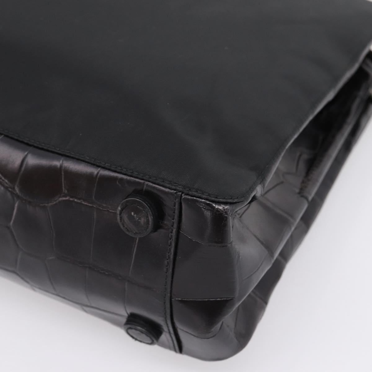 PRADA Tote Bag Nylon Black Silver Auth 198627A
