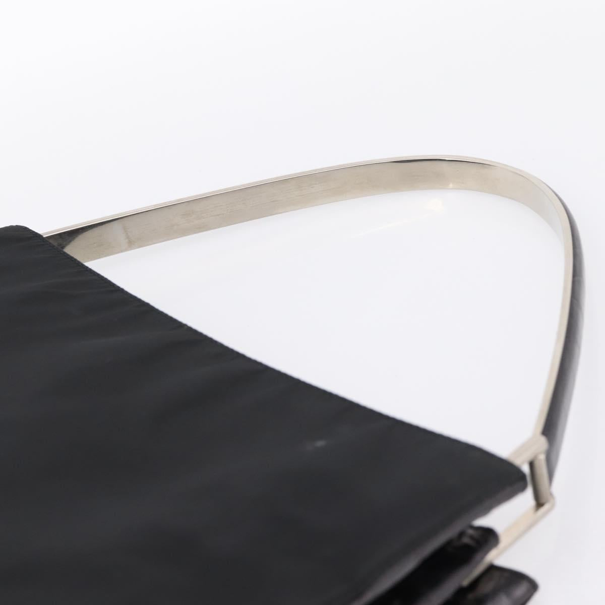 PRADA Tote Bag Nylon Black Silver Auth 198627A