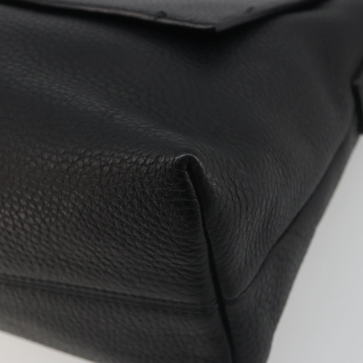 BURBERRY Shoulder Bag Leather Black Silver Auth 198628A
