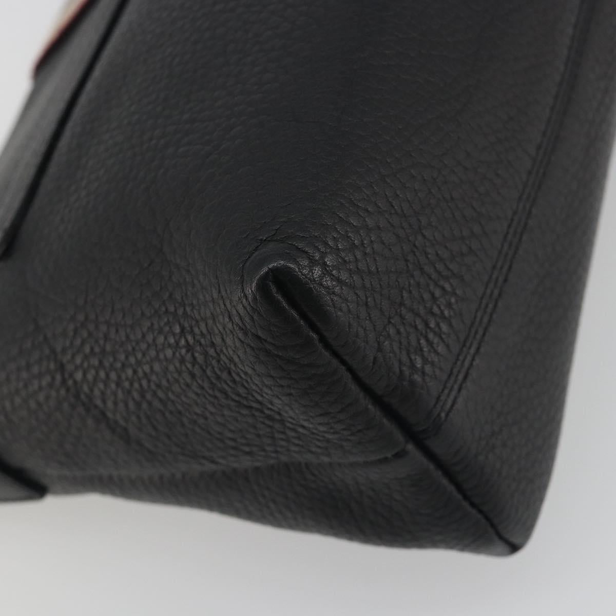 BURBERRY Shoulder Bag Leather Black Silver Auth 198628A