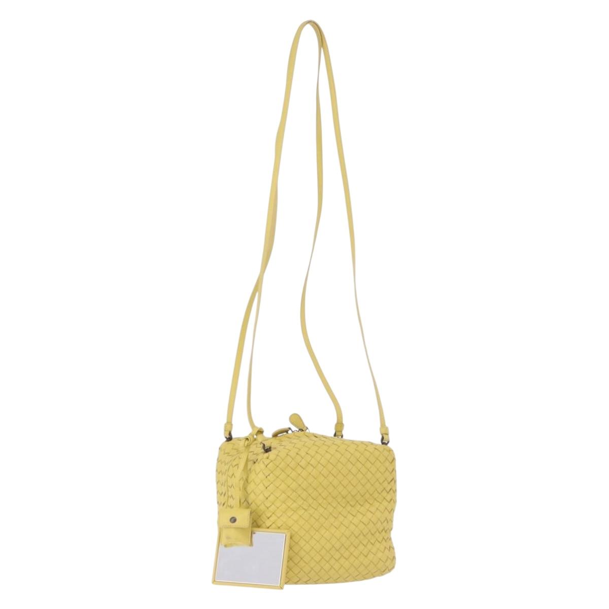 BOTTEGA VENETA INTRECCIATO Shoulder Bag Leather Yellow Auth 198629V