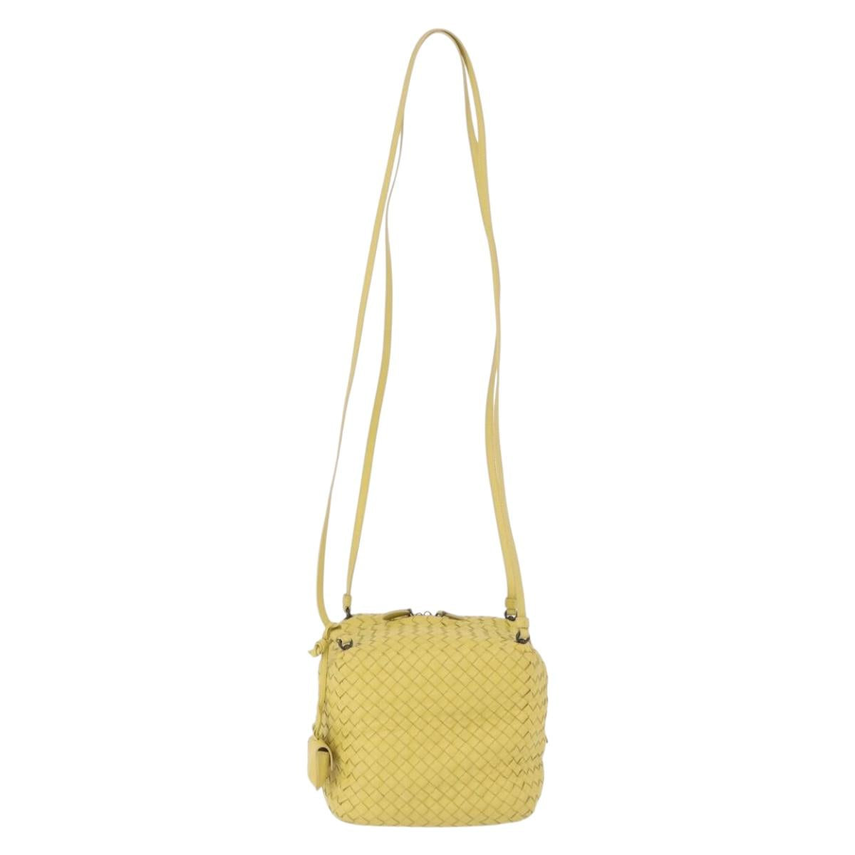 BOTTEGA VENETA INTRECCIATO Shoulder Bag Leather Yellow Auth 198629V