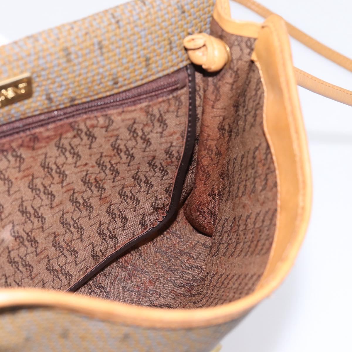 CELINE Shoulder Bag Canvas Brown Beige Auth 198630