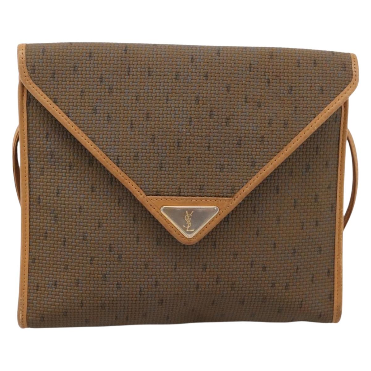 CELINE Shoulder Bag Canvas Brown Beige Auth 198630