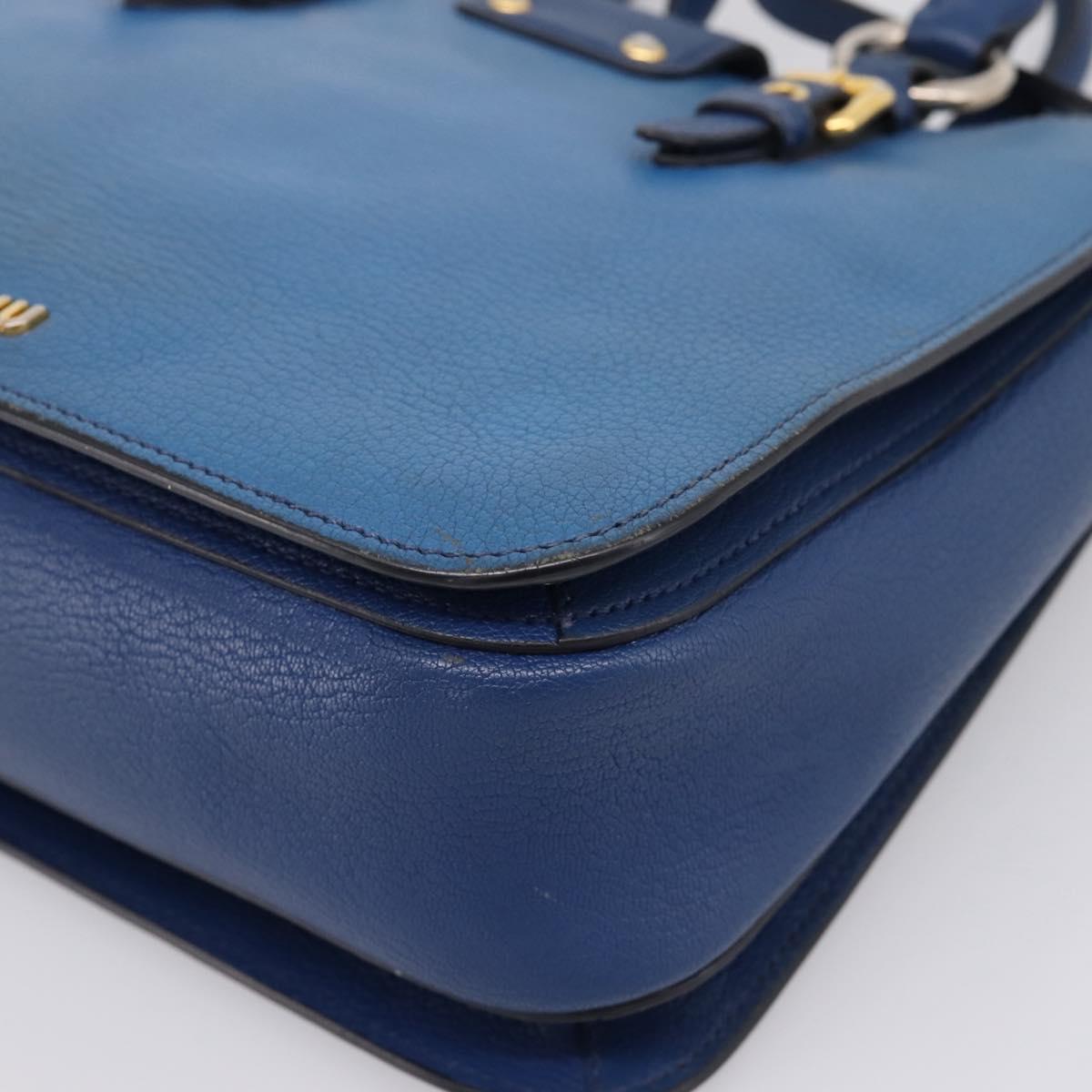 Miu Miu Hand Bag Leather 2way Blue Gold Tone Auth 198631A