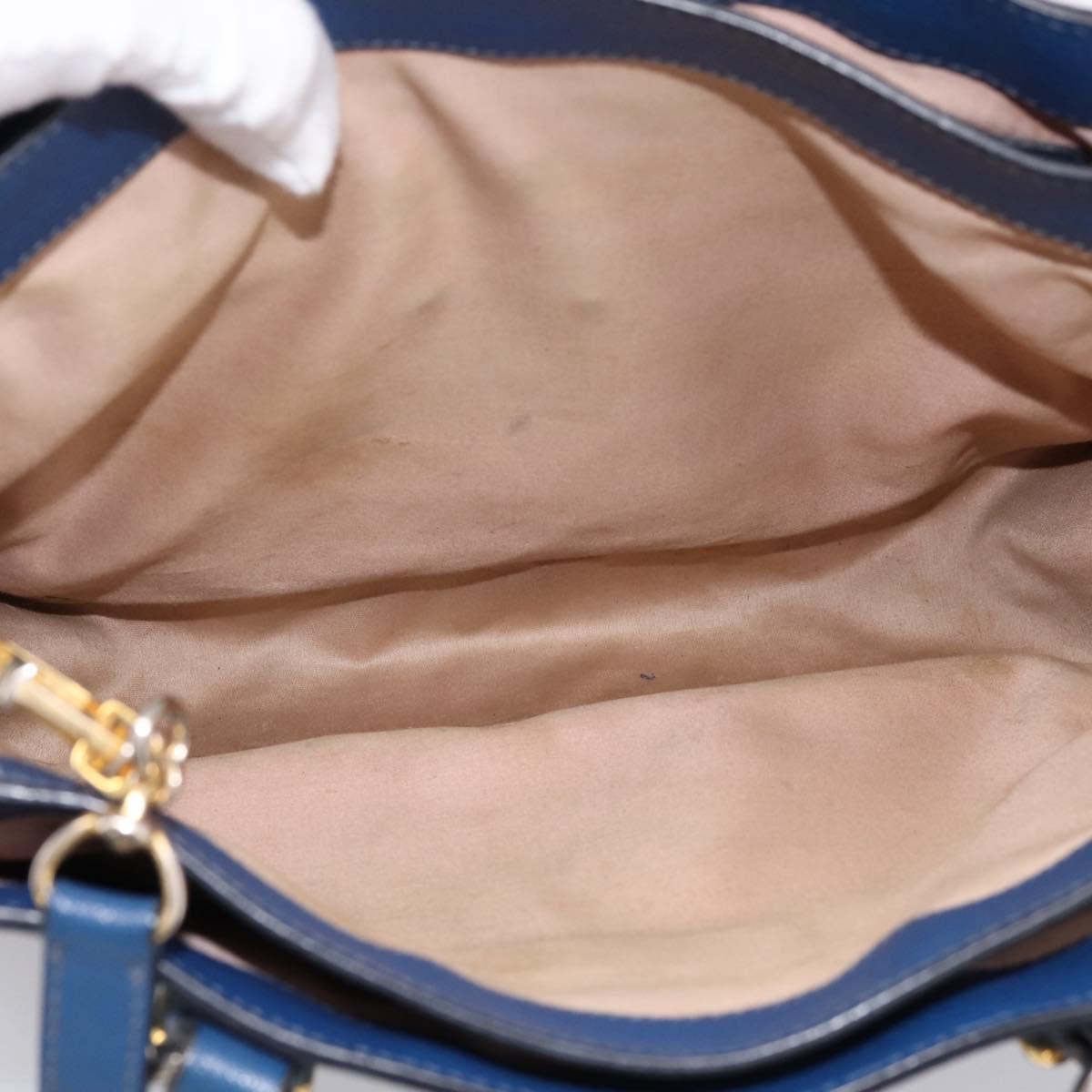 Miu Miu Hand Bag Leather 2way Blue Gold Tone Auth 198631A