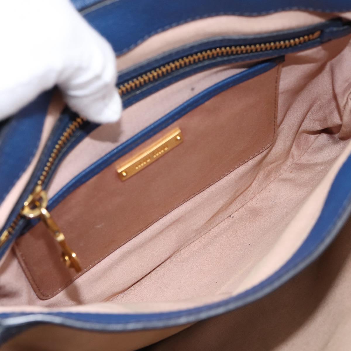 Miu Miu Hand Bag Leather 2way Blue Gold Tone Auth 198631A
