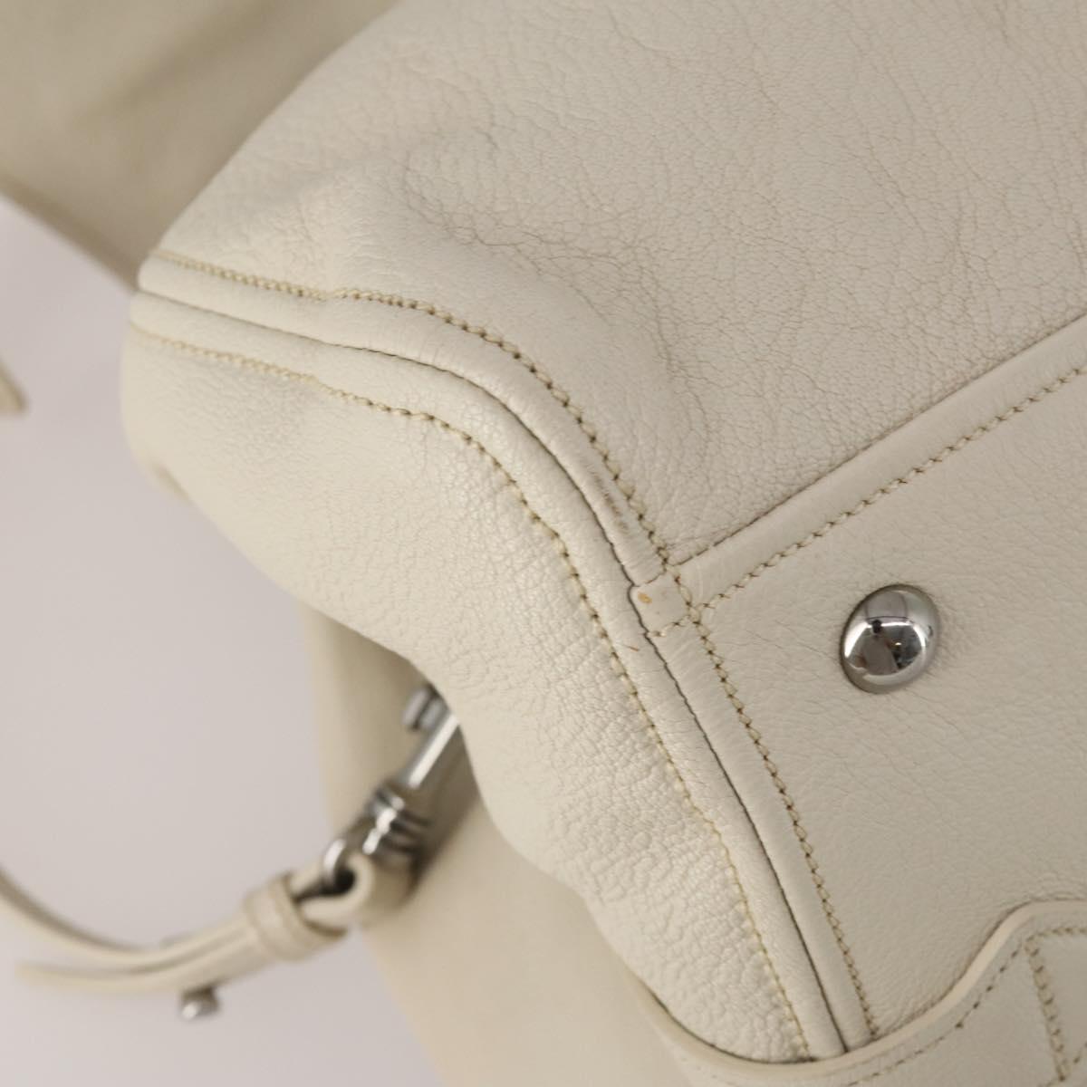 Miu Miu Hand Bag Leather 2way Ivory Silver Auth 198635A