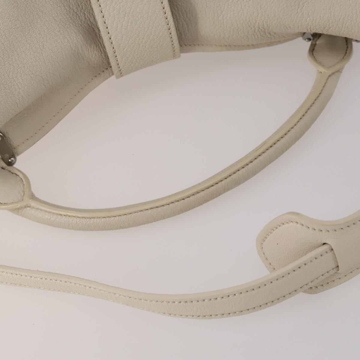 Miu Miu Hand Bag Leather 2way Ivory Silver Auth 198635A
