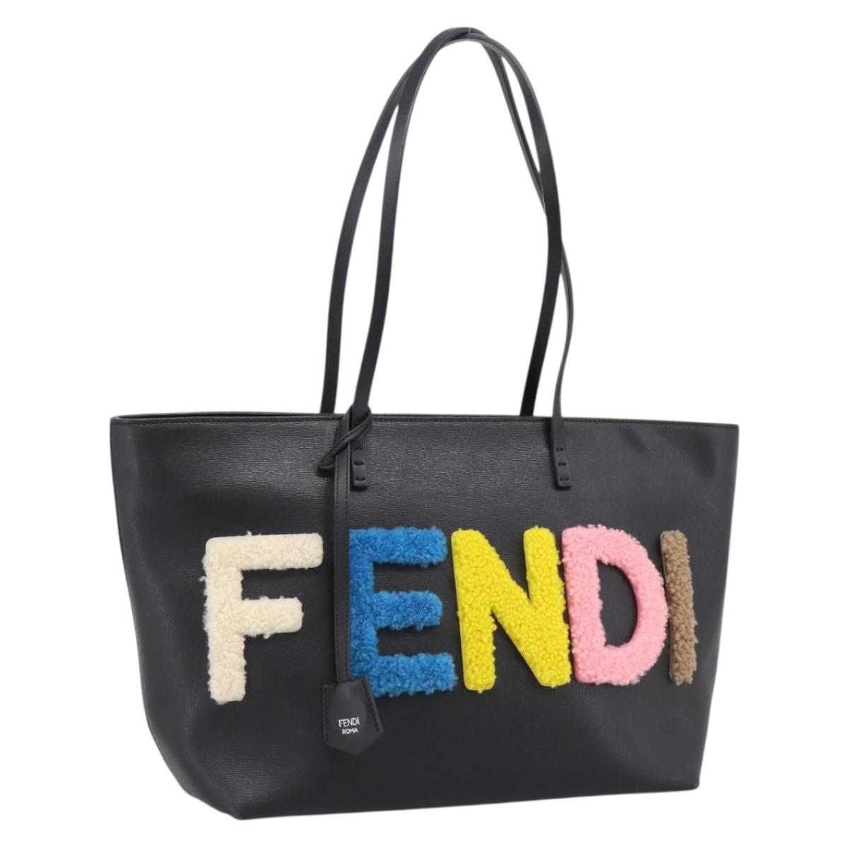 FENDI Tote Bag Leather Black Multicolor 8BH198 Auth 198636A