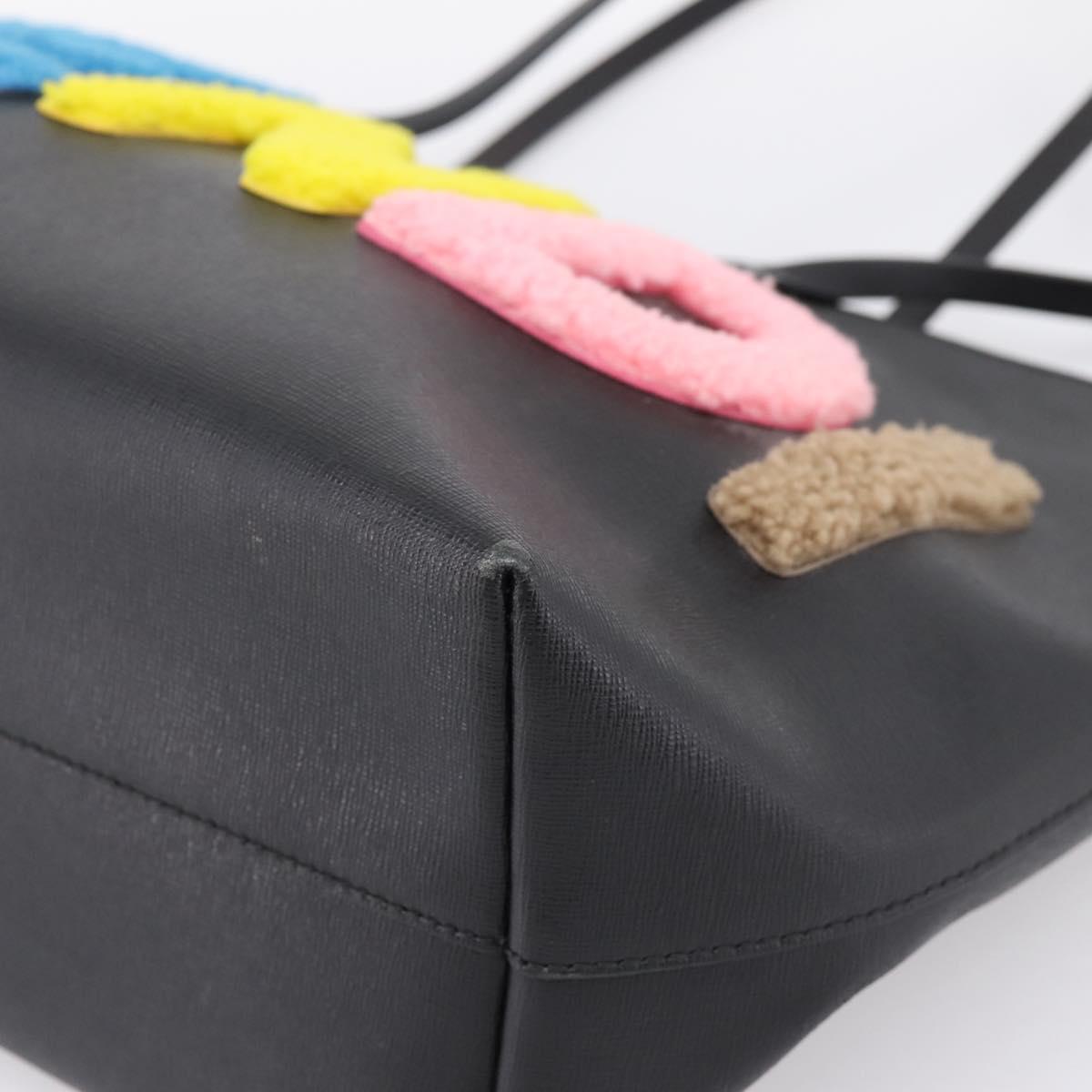 FENDI Tote Bag Leather Black Multicolor 8BH198 Auth 198636A