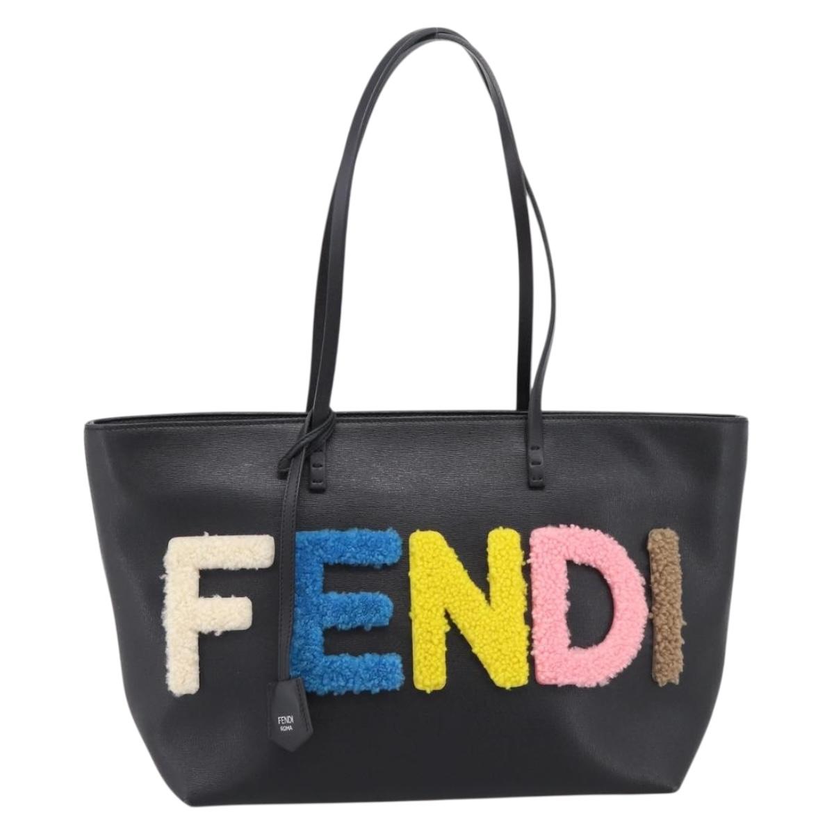 FENDI Tote Bag Leather Black Multicolor 8BH198 Auth 198636A