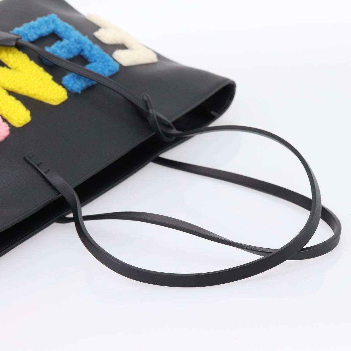 FENDI Tote Bag Leather Black Multicolor 8BH198 Auth 198636A