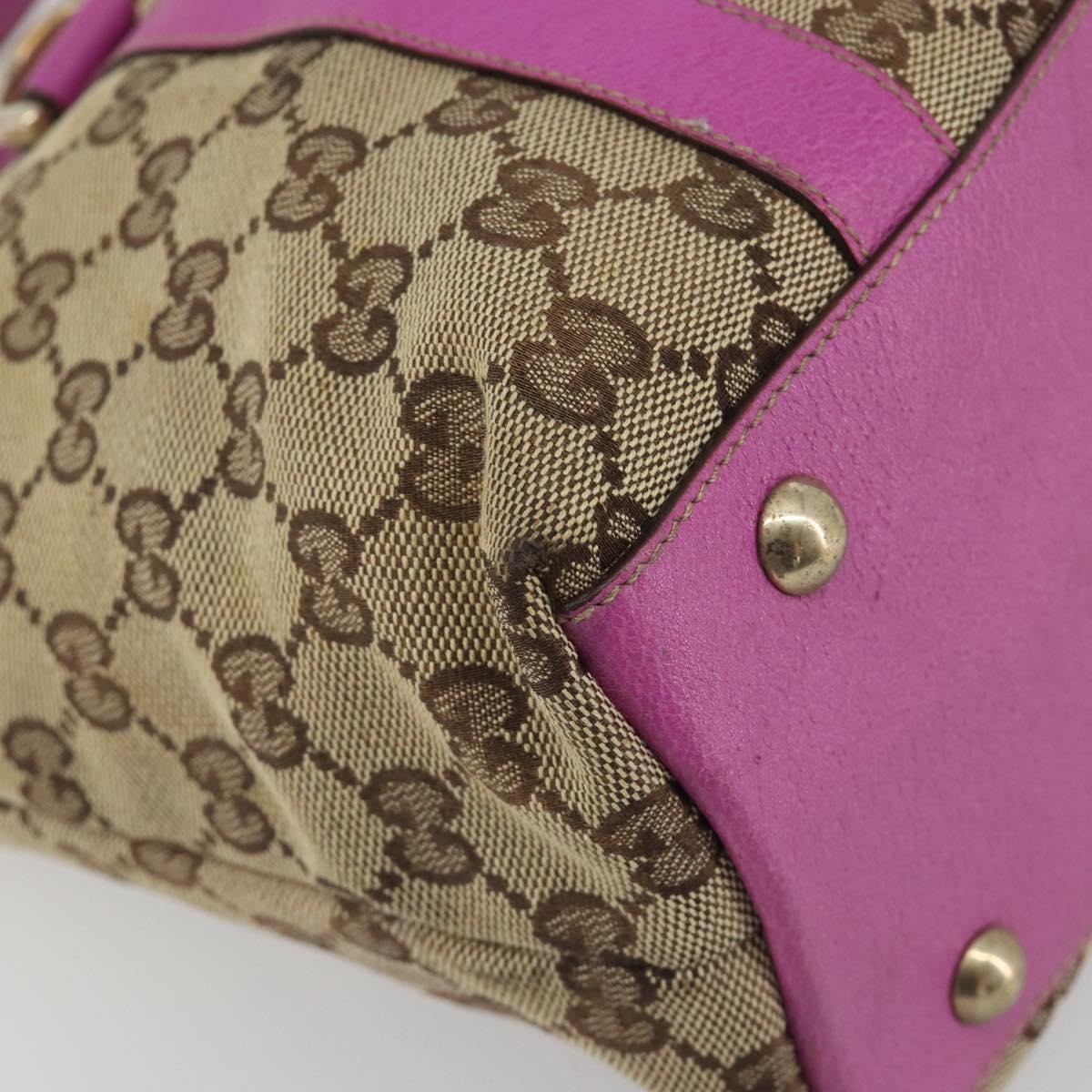 GUCCI GG Canvas Abbey Tote Bag Beige Gold Tone 141470 Auth 198637