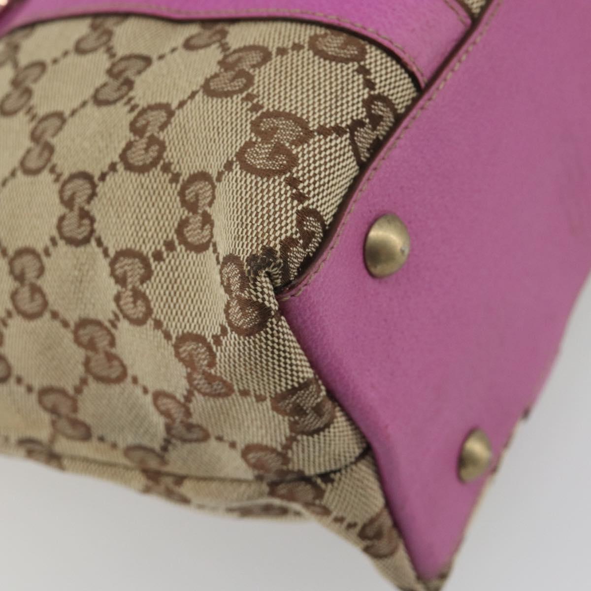 GUCCI GG Canvas Abbey Tote Bag Beige Gold Tone 141470 Auth 198637