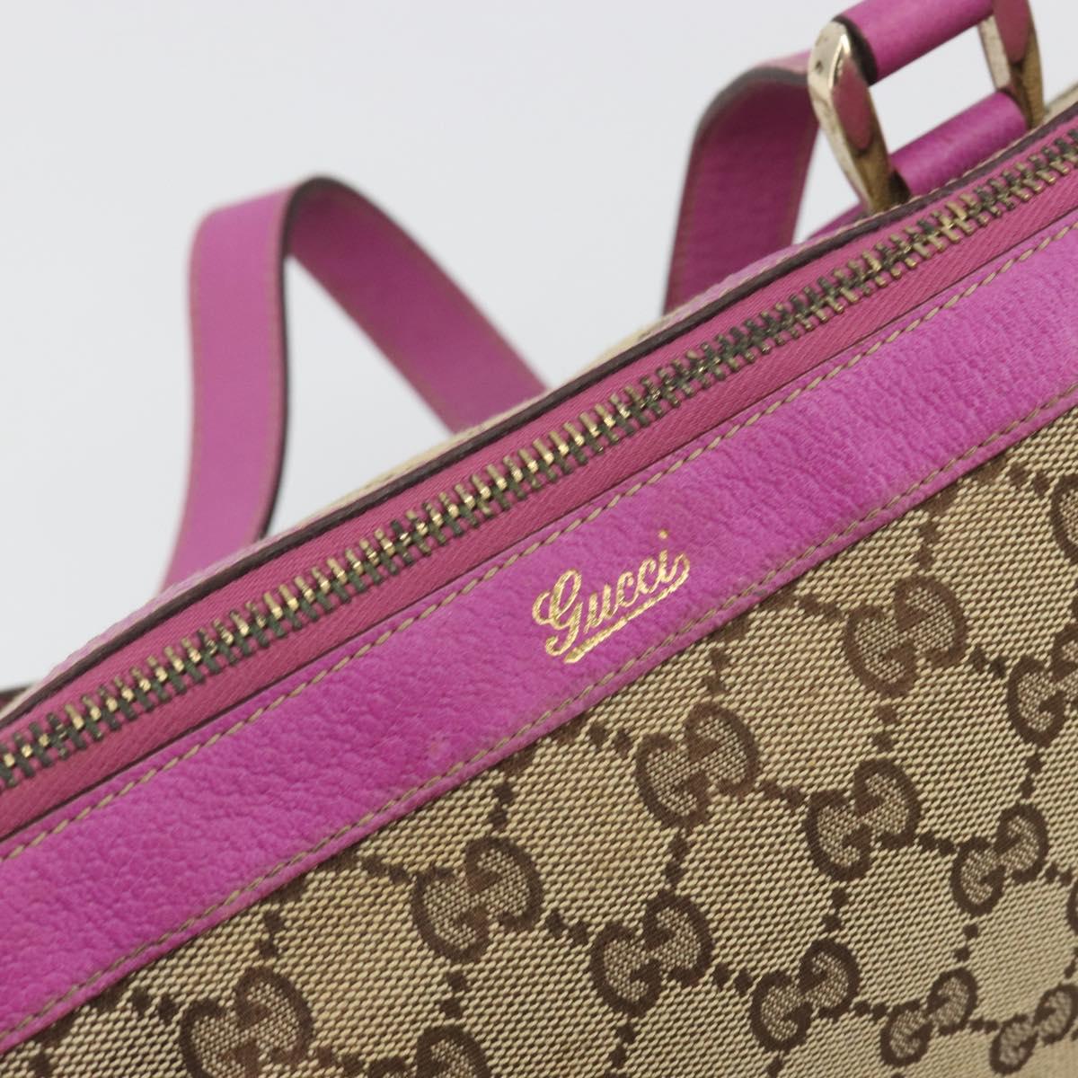 GUCCI GG Canvas Abbey Tote Bag Beige Gold Tone 141470 Auth 198637