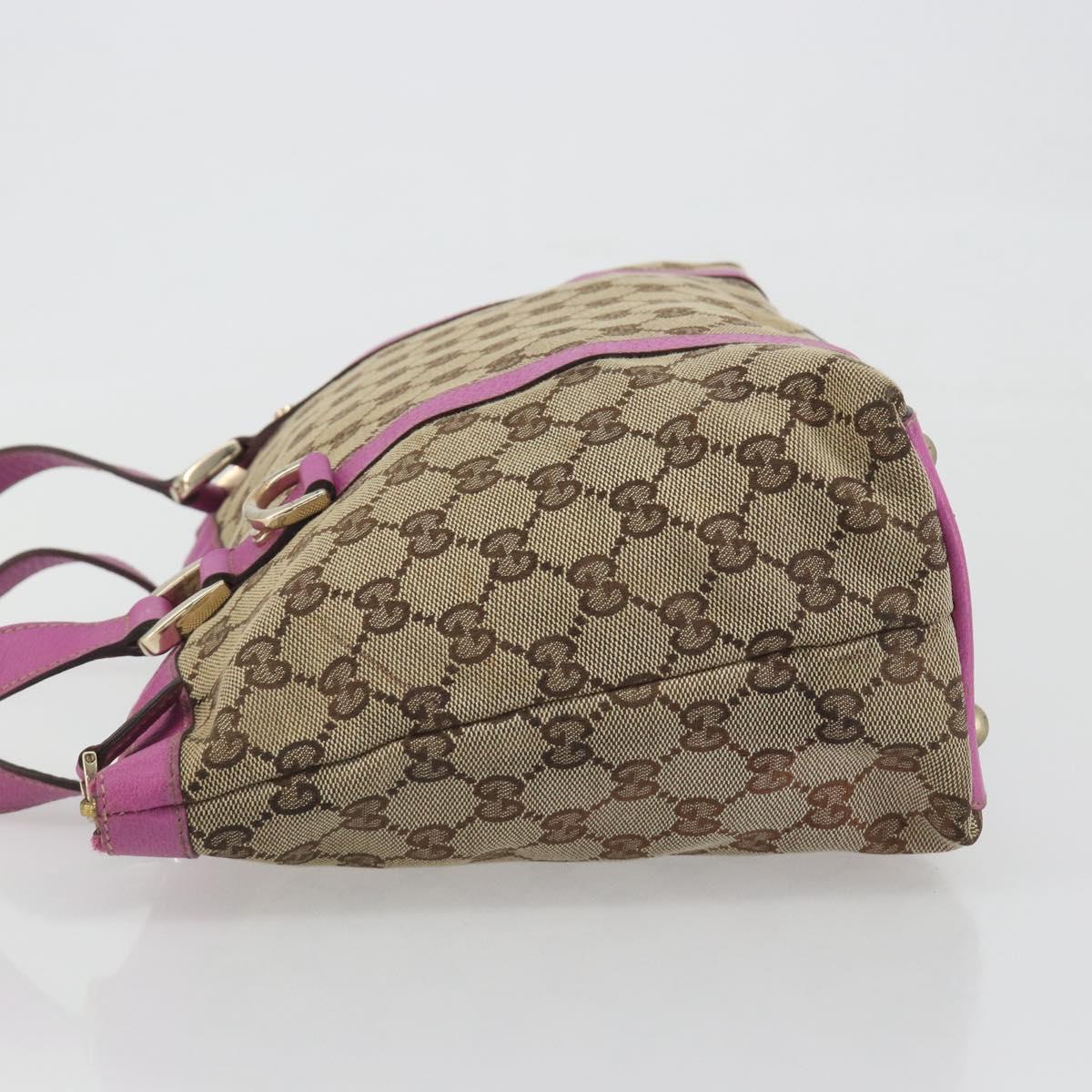 GUCCI GG Canvas Abbey Tote Bag Beige Gold Tone 141470 Auth 198637