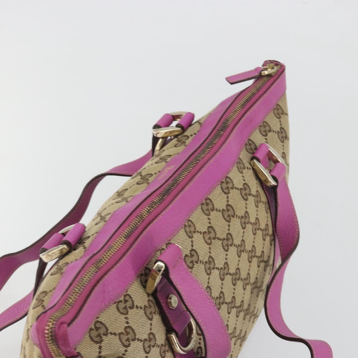 GUCCI GG Canvas Abbey Tote Bag Beige Gold Tone 141470 Auth 198637