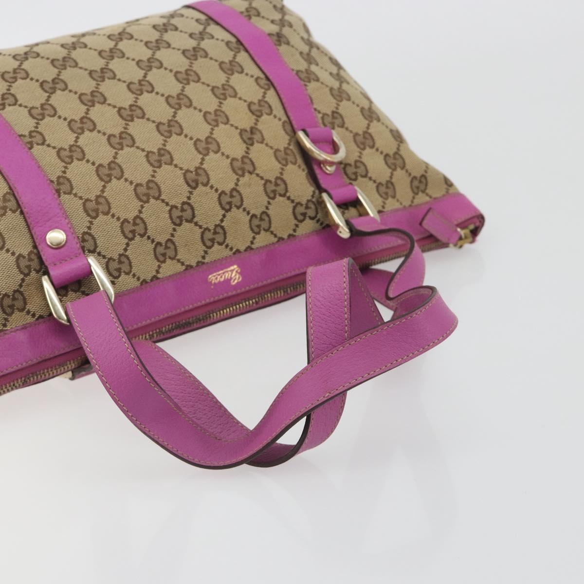 GUCCI GG Canvas Abbey Tote Bag Beige Gold Tone 141470 Auth 198637