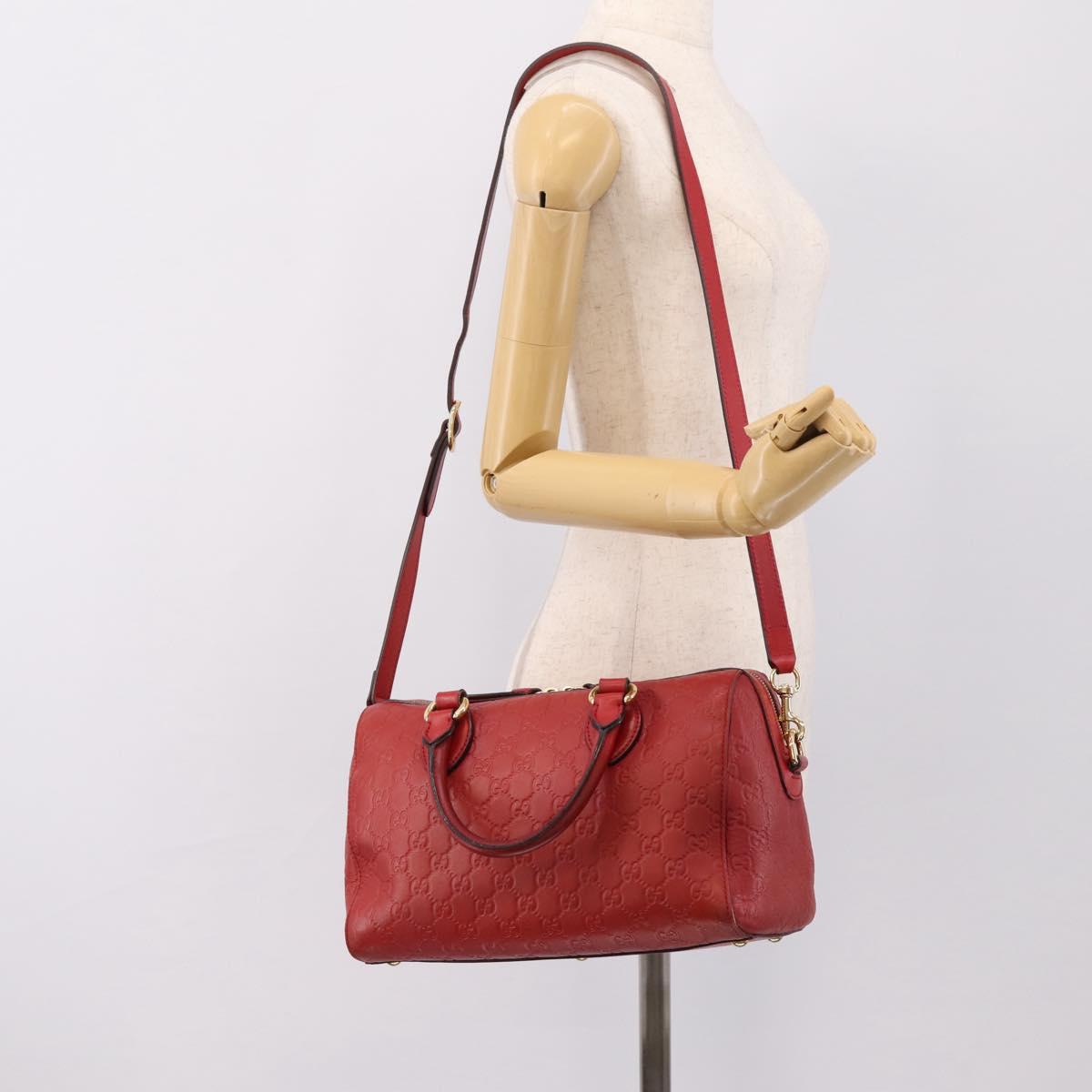 GUCCI GuccissimaGG Hand Bag Leather 2way Red Gold Tone 453573 Auth 198638