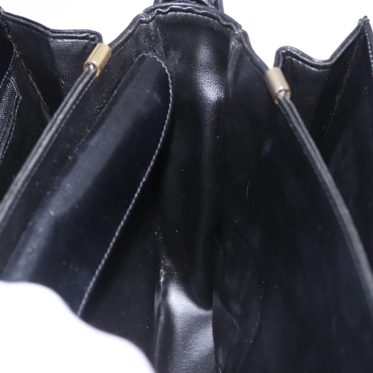 CELINE Horse Carriage Shoulder Bag Leather Black Gold Tone Auth 198641