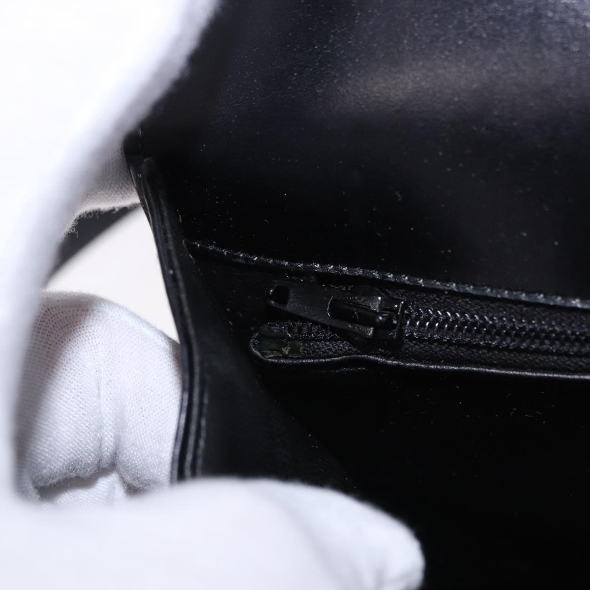 CELINE Horse Carriage Shoulder Bag Leather Black Gold Tone Auth 198641