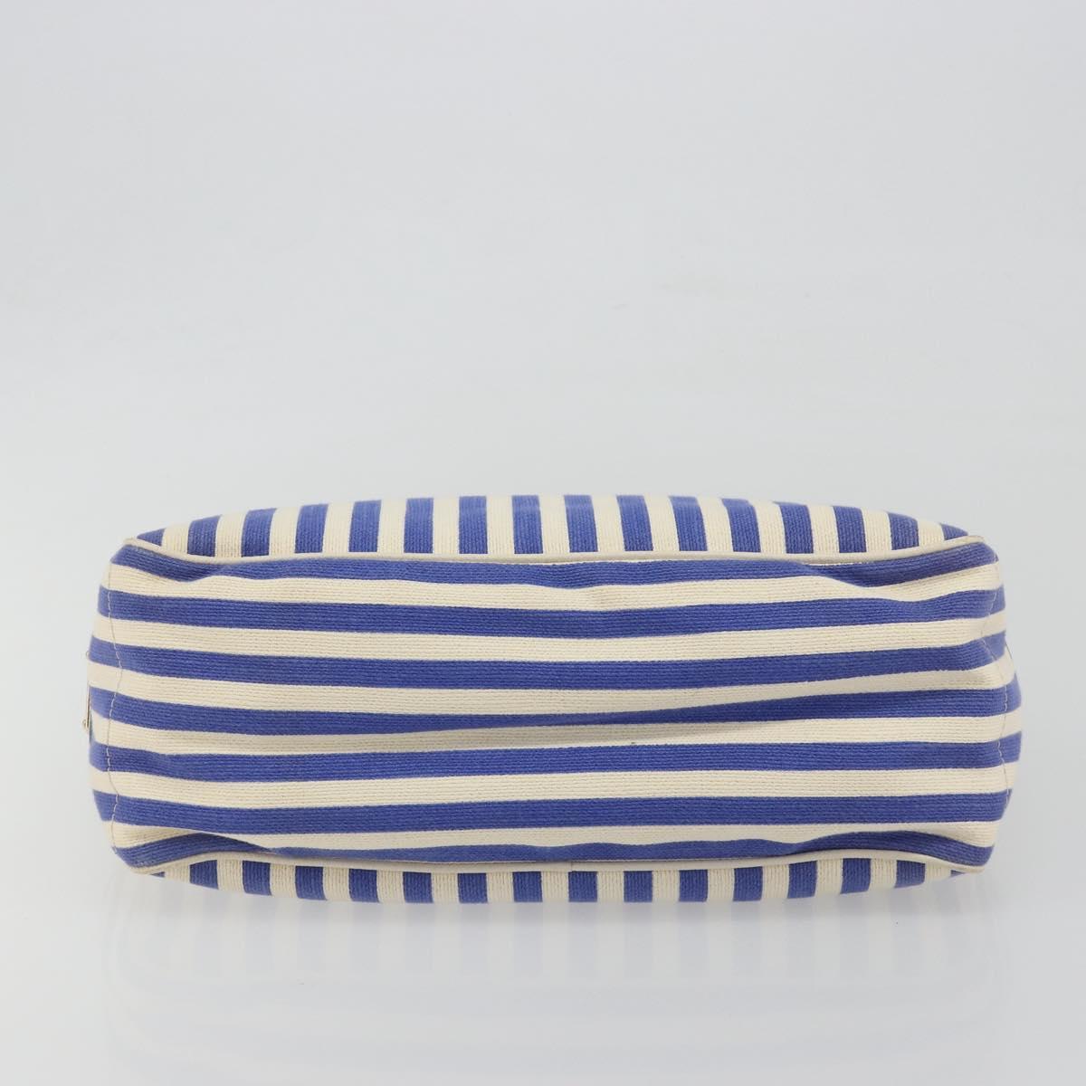 CELINE Boogie Bag Canvas Navy Gold Tone Auth 198642A