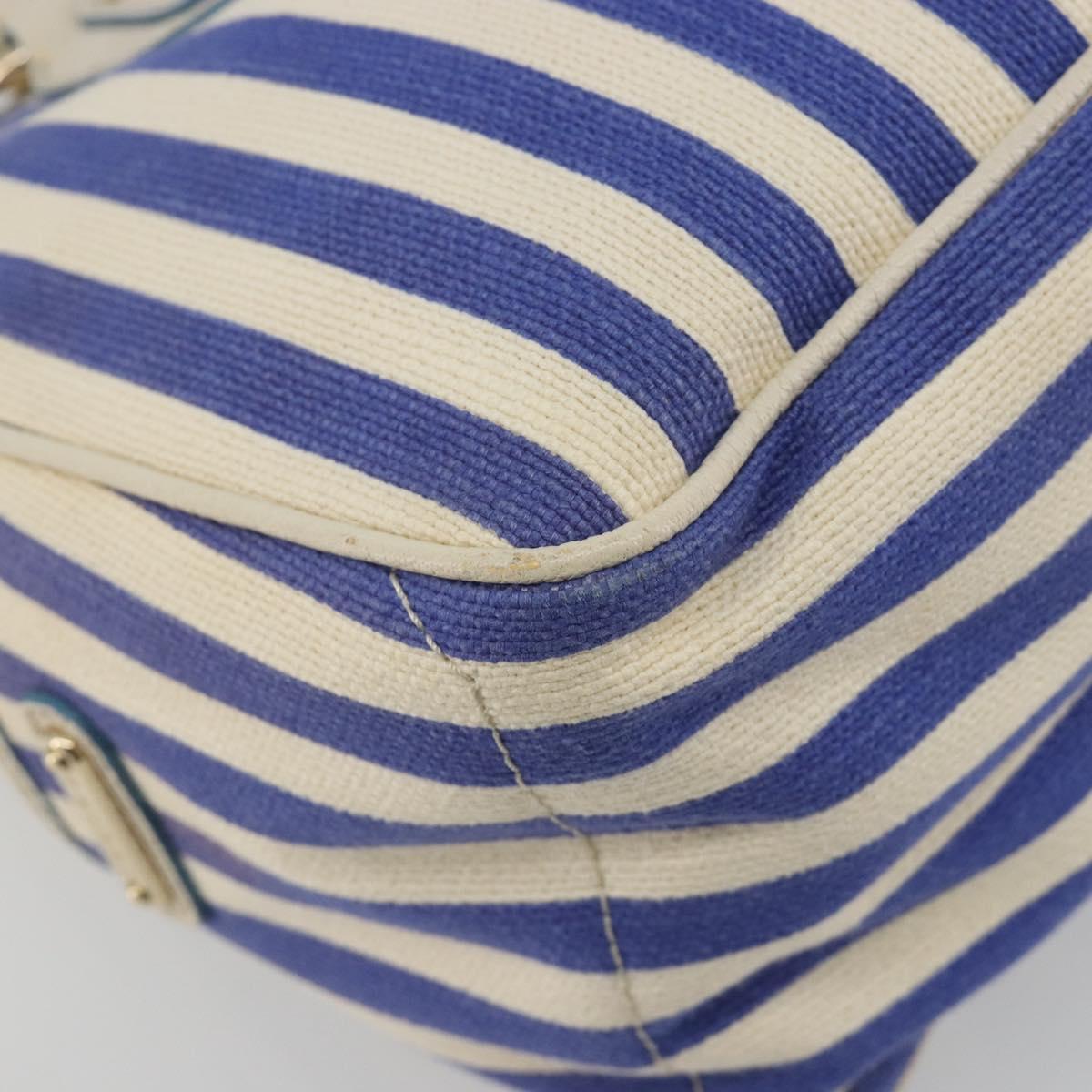 CELINE Boogie Bag Canvas Navy Gold Tone Auth 198642A