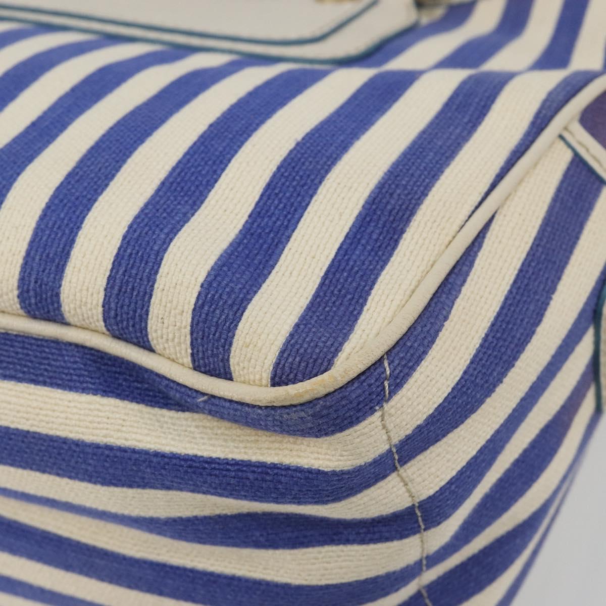 CELINE Boogie Bag Canvas Navy Gold Tone Auth 198642A