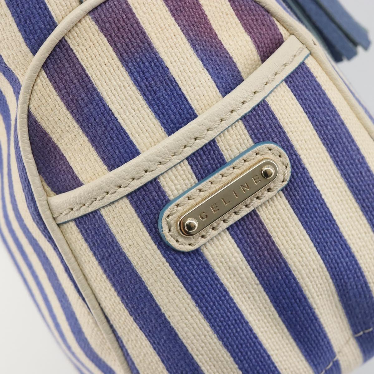 CELINE Boogie Bag Canvas Navy Gold Tone Auth 198642A