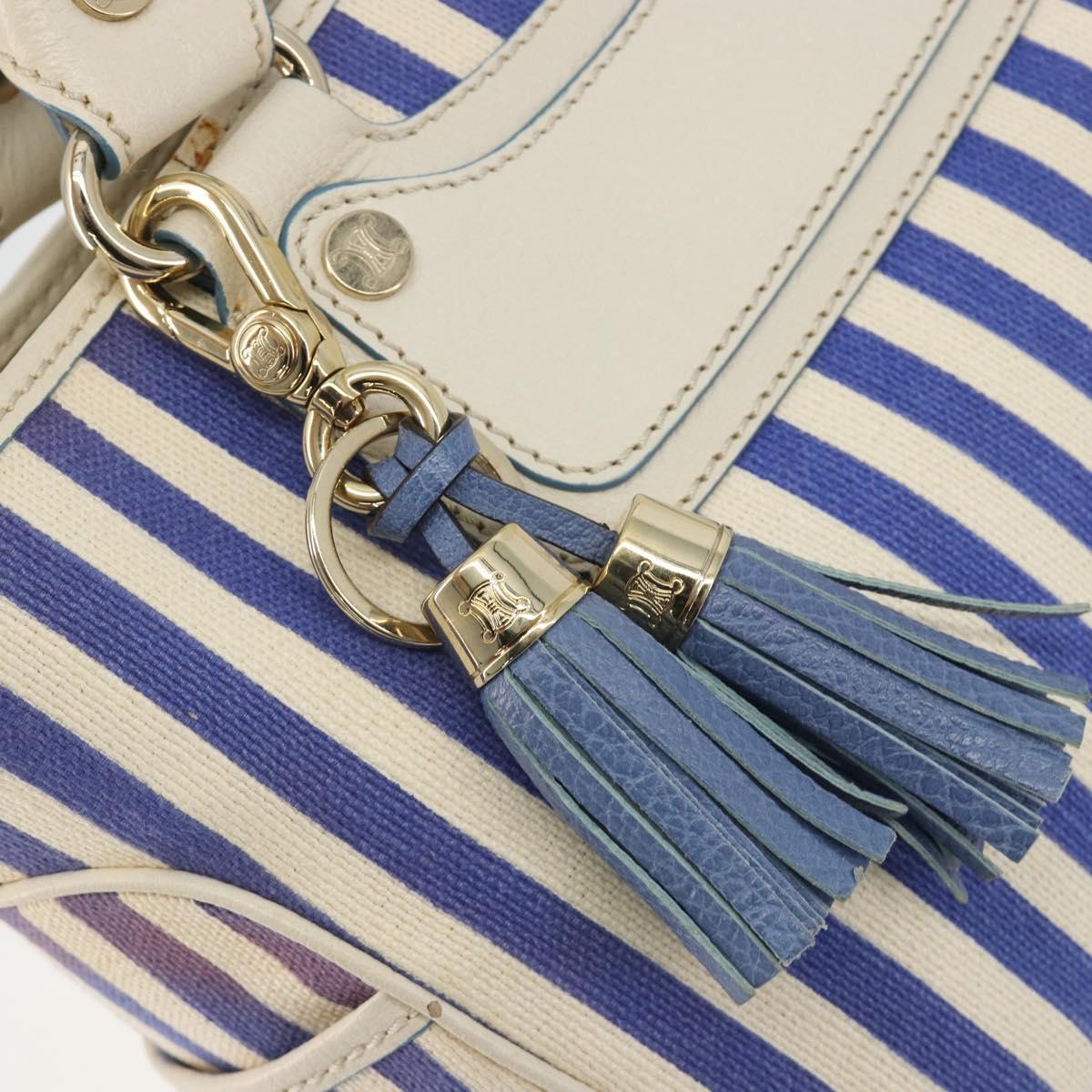 CELINE Boogie Bag Canvas Navy Gold Tone Auth 198642A