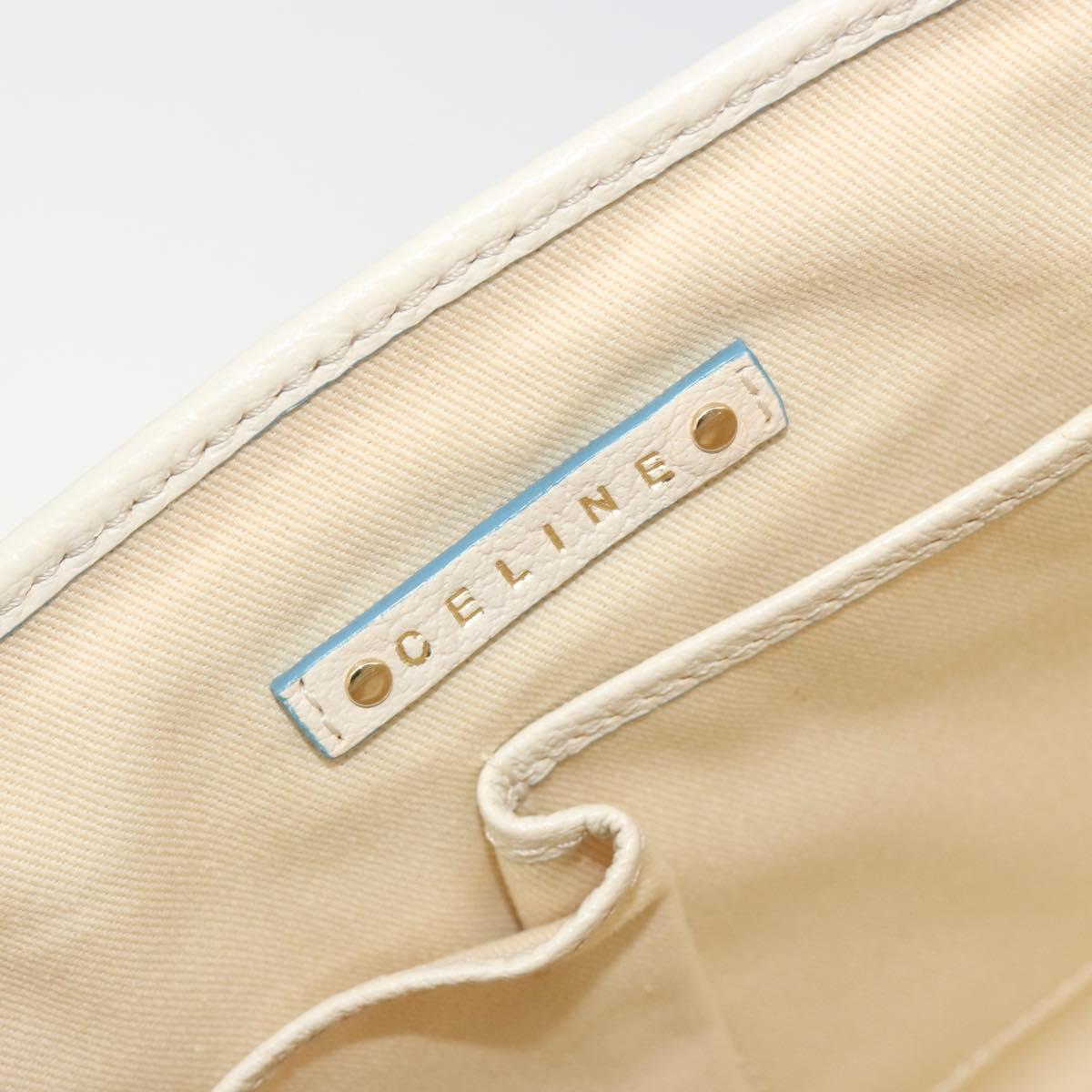 CELINE Boogie Bag Canvas Navy Gold Tone Auth 198642A