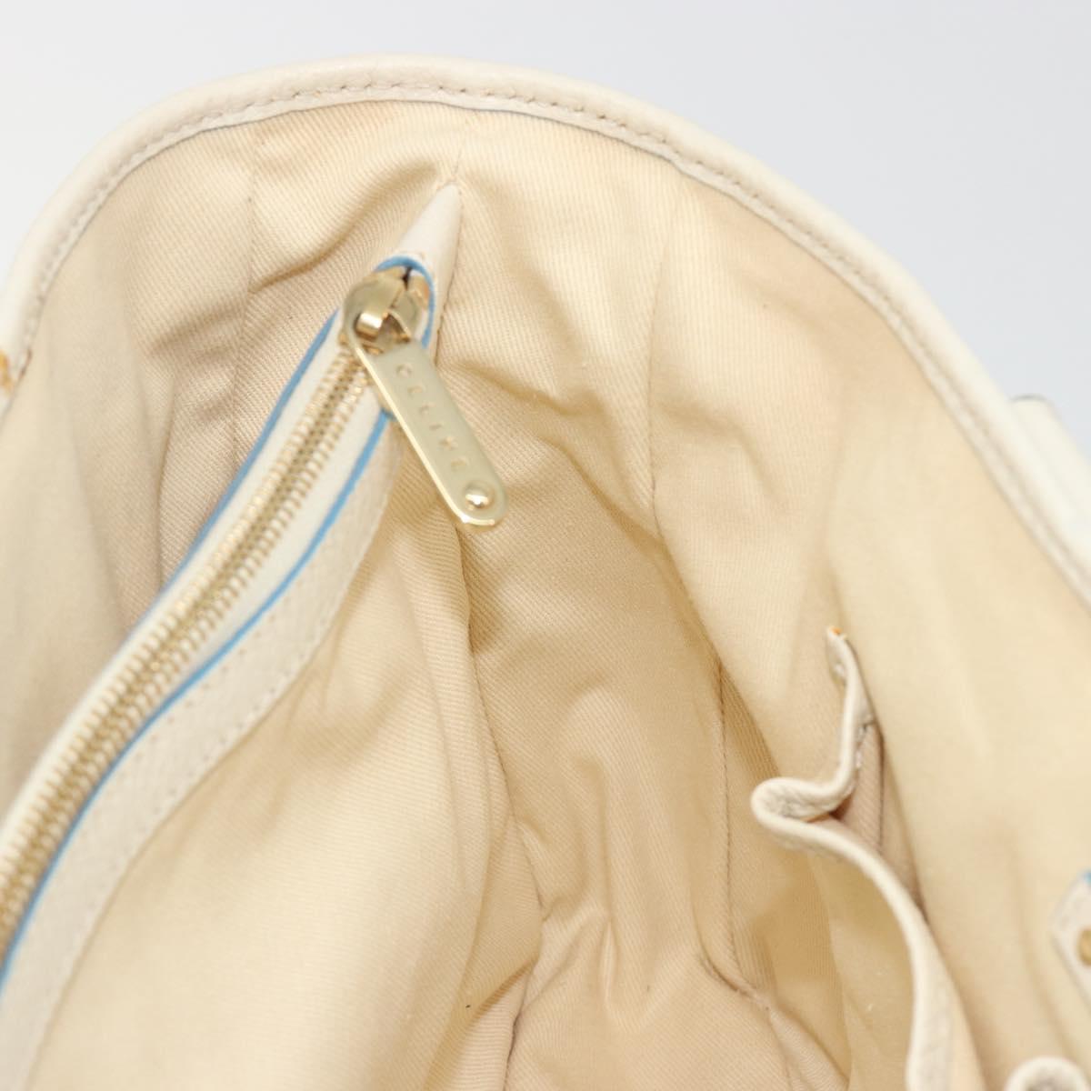 CELINE Boogie Bag Canvas Navy Gold Tone Auth 198642A