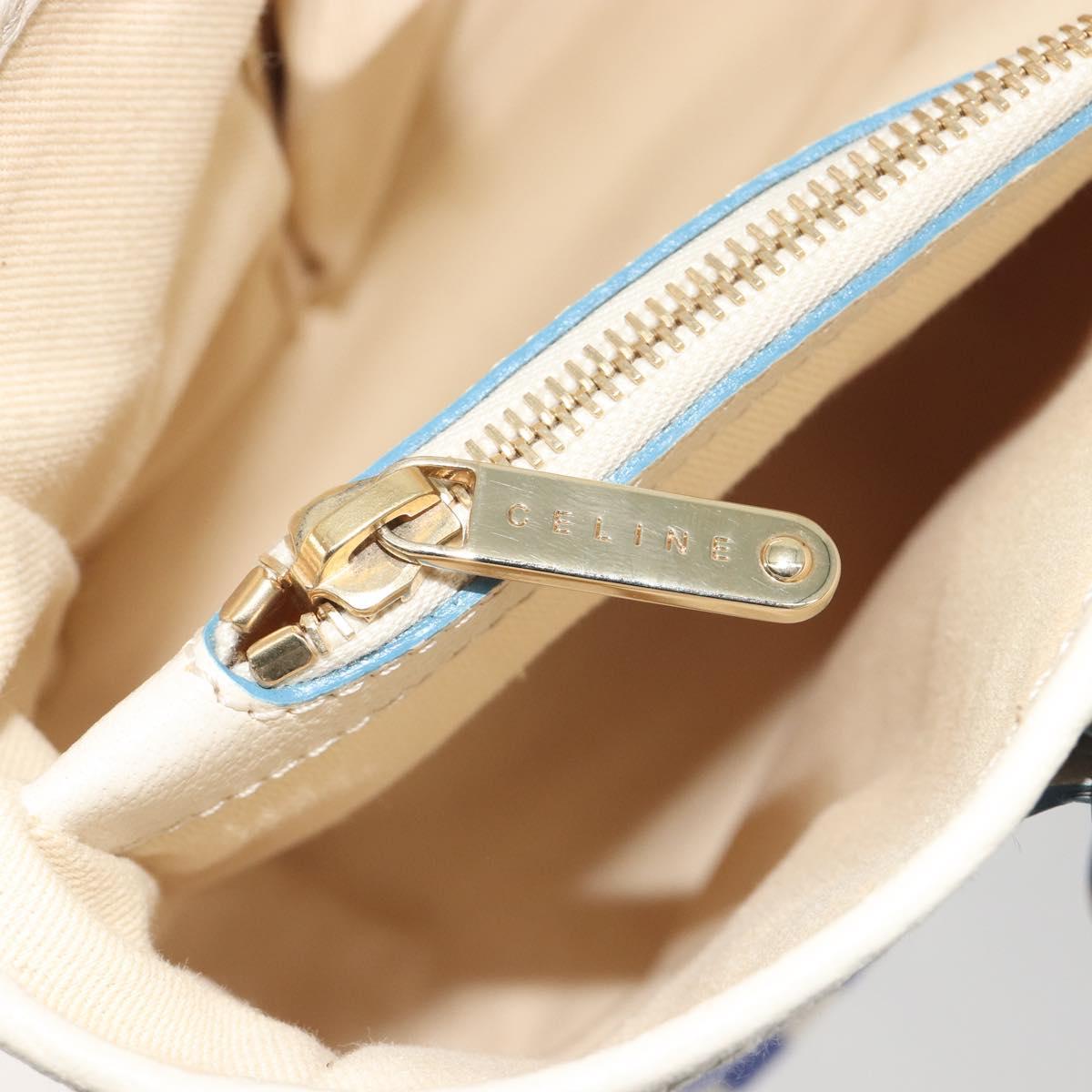 CELINE Boogie Bag Canvas Navy Gold Tone Auth 198642A