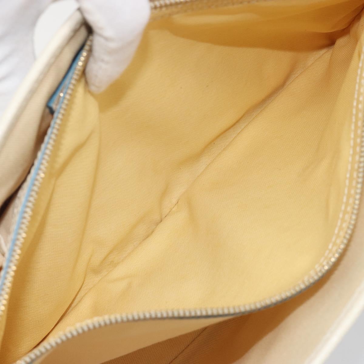 CELINE Boogie Bag Canvas Navy Gold Tone Auth 198642A
