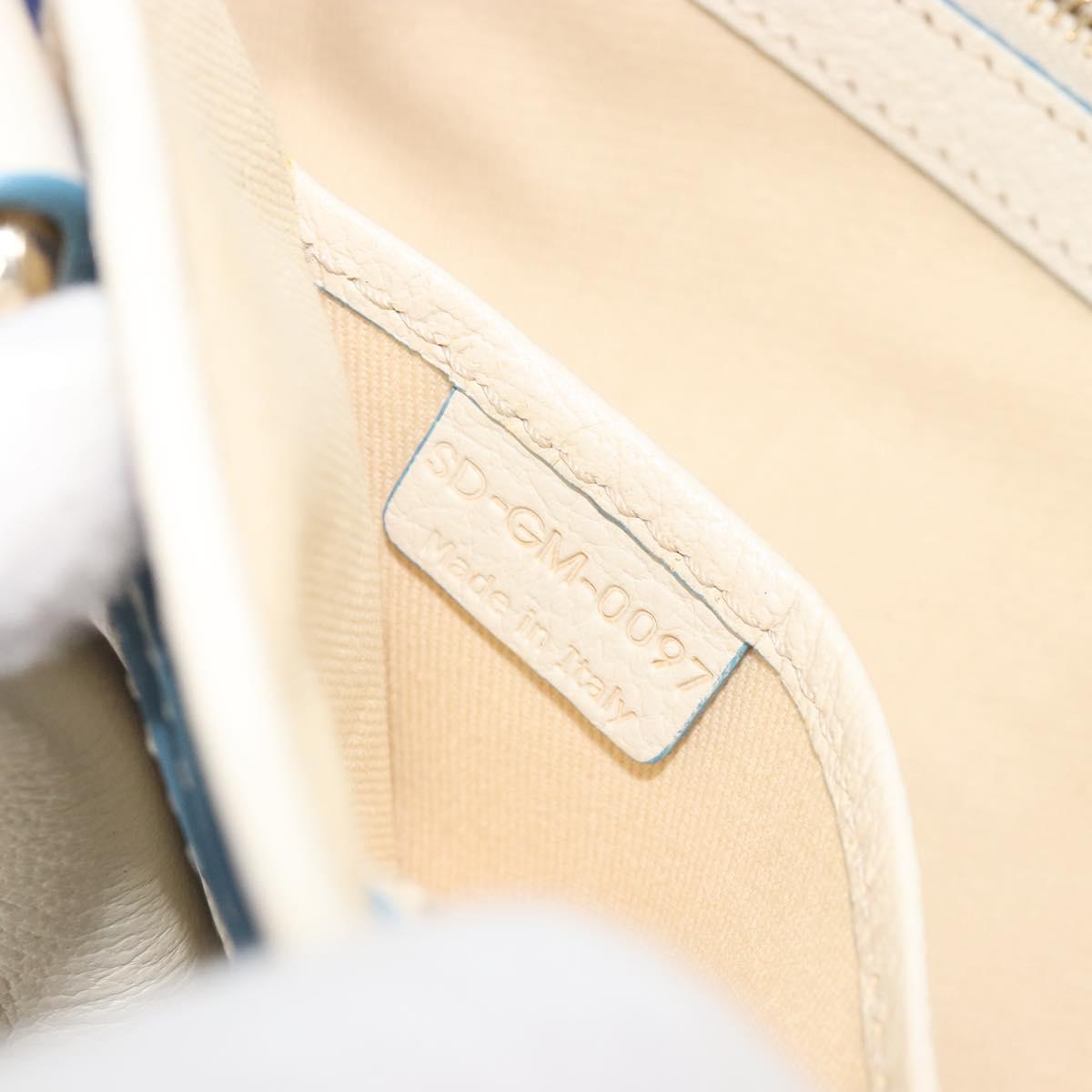 CELINE Boogie Bag Canvas Navy Gold Tone Auth 198642A