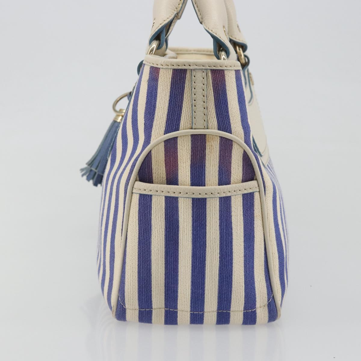CELINE Boogie Bag Canvas Navy Gold Tone Auth 198642A