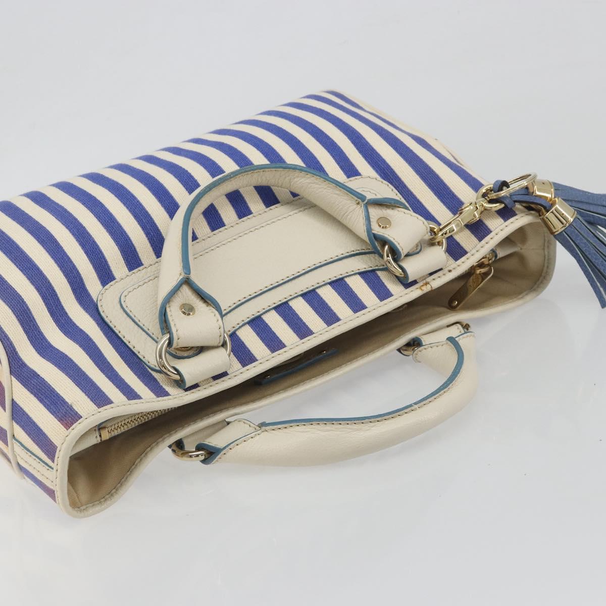 CELINE Boogie Bag Canvas Navy Gold Tone Auth 198642A