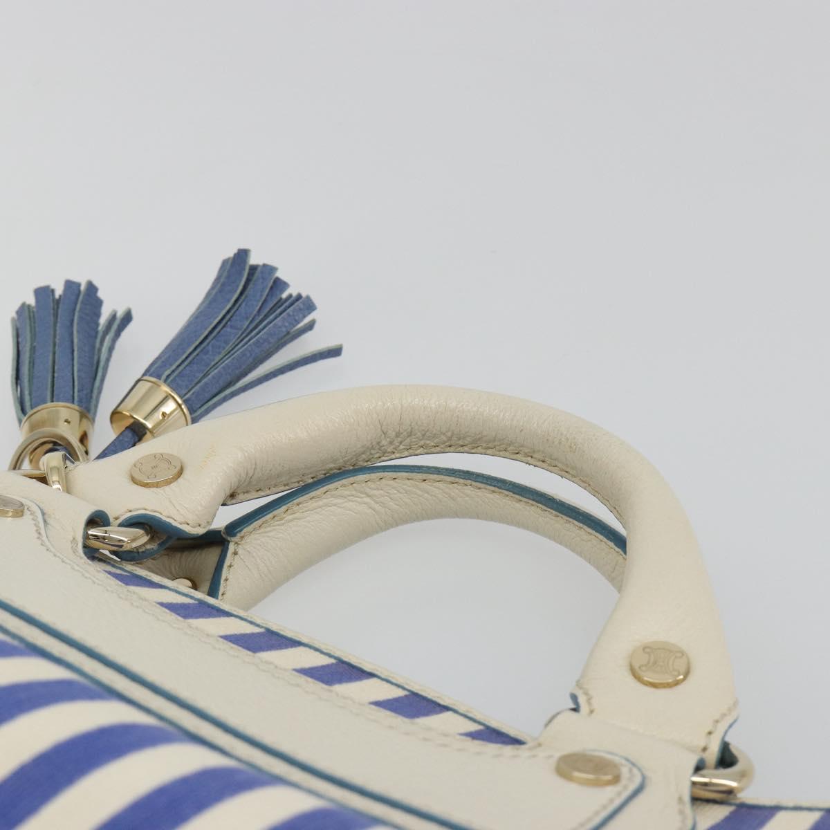 CELINE Boogie Bag Canvas Navy Gold Tone Auth 198642A
