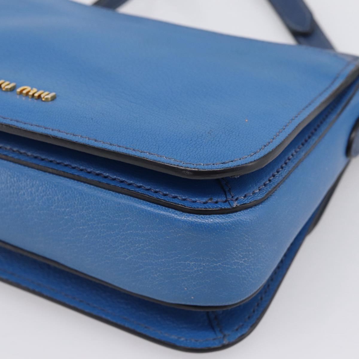 Miu Miu Shoulder Bag Leather Navy Gold Tone Auth 198643A