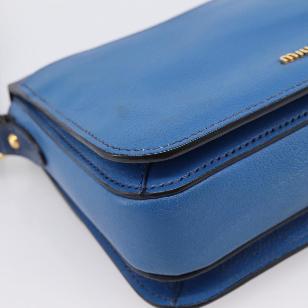 Miu Miu Shoulder Bag Leather Navy Gold Tone Auth 198643A