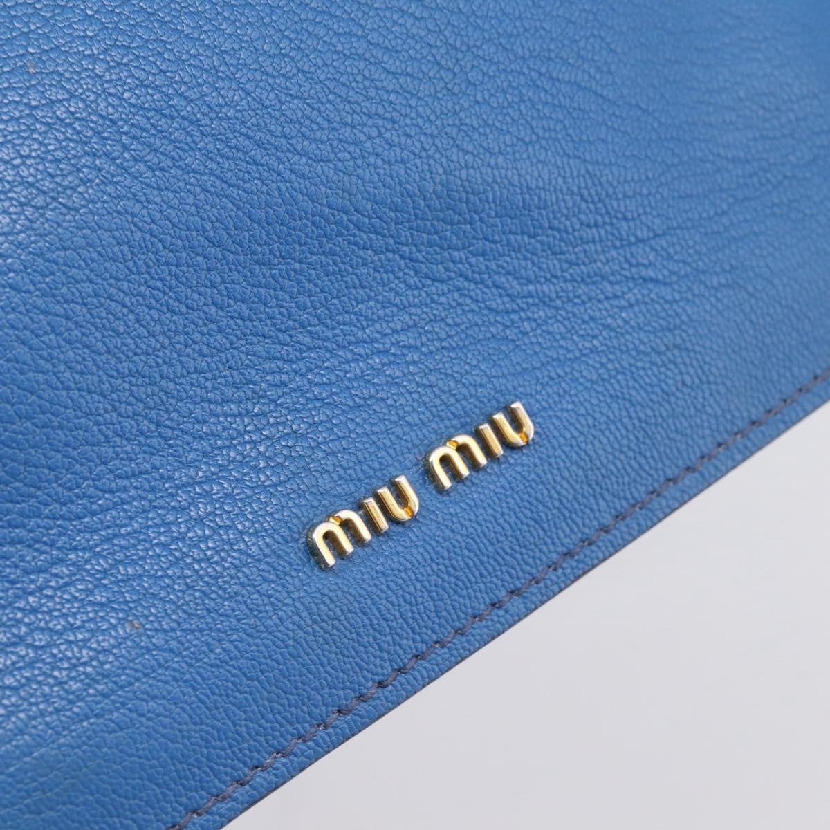 Miu Miu Shoulder Bag Leather Navy Gold Tone Auth 198643A