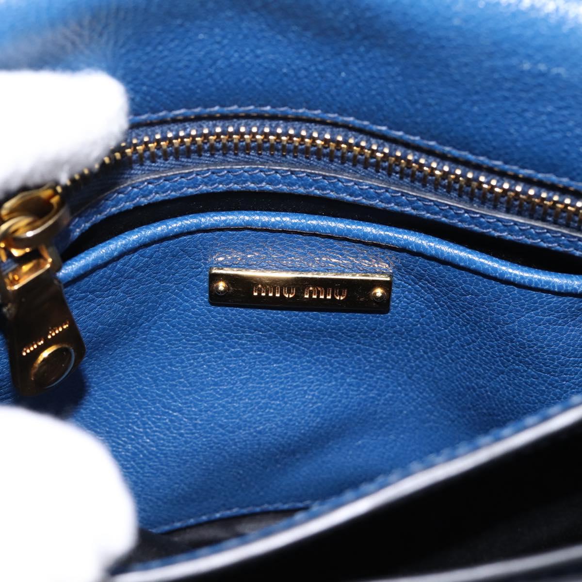 Miu Miu Shoulder Bag Leather Navy Gold Tone Auth 198643A